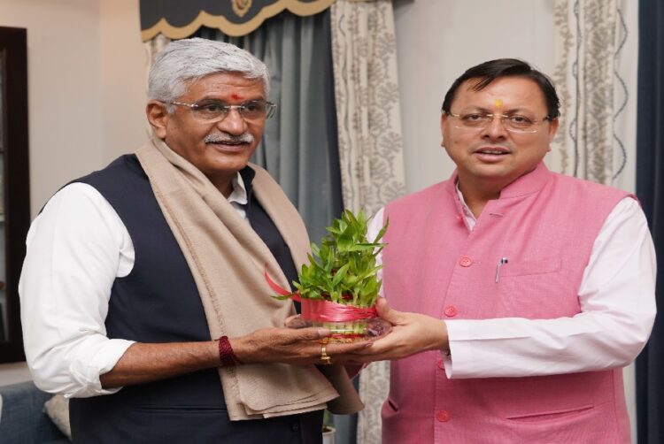 CM Dhami With Gajendra singh shekhawat